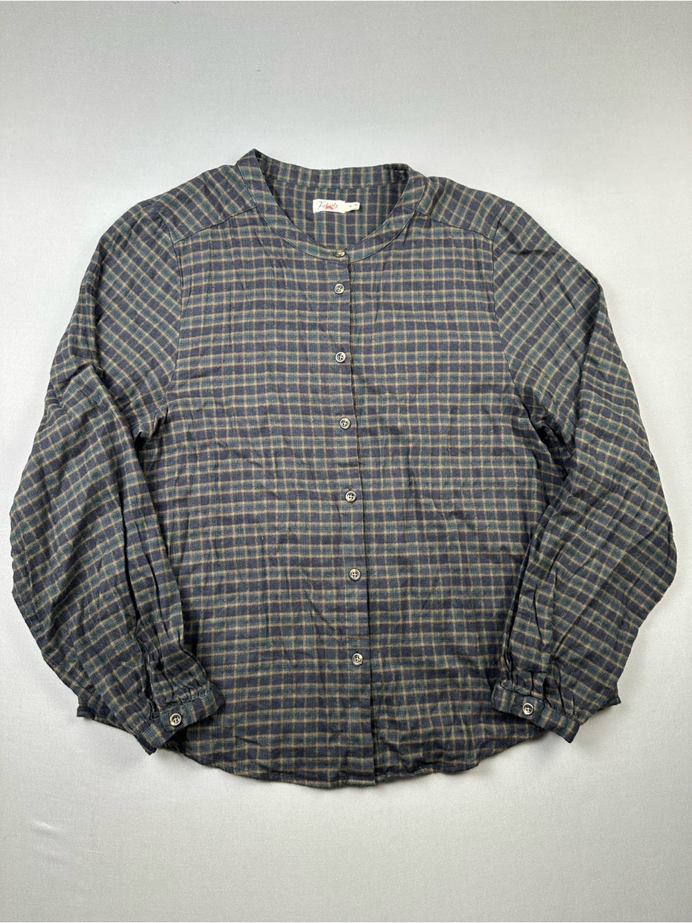 Faherty Drift Top, Button-Up, Collarless Band Neckline, Plaid - Womens Medium